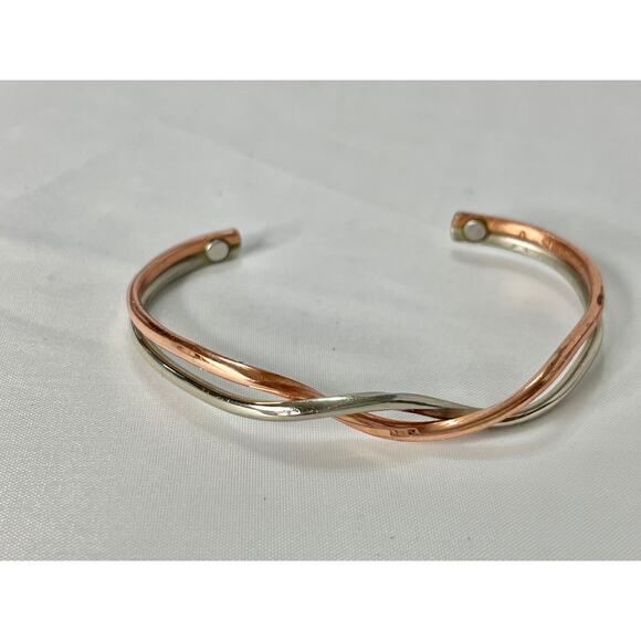 Sergio Lub "Life's Force" Magnetic Copper & Silver Signed Cuff Bracelet 6" - Picture 2 of 10